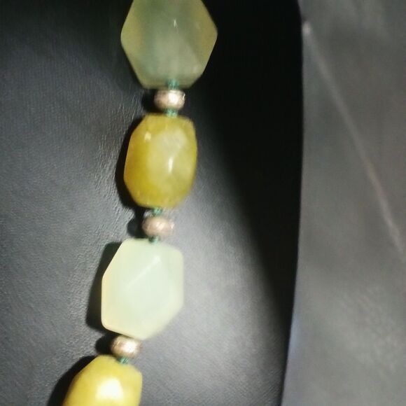 Sigrid Olsen Chunky Green Stone Necklace Toggle Clasp Boho Artisan Jewelry 18" - Picture 3 of 9